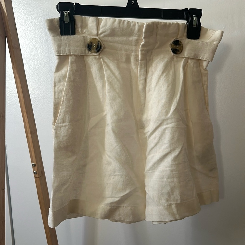 White linen shorts
